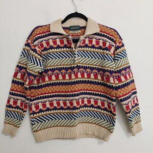 Cricket Women's Vintage (90's) Sweater Multicolored Geometric Sz M British Crown